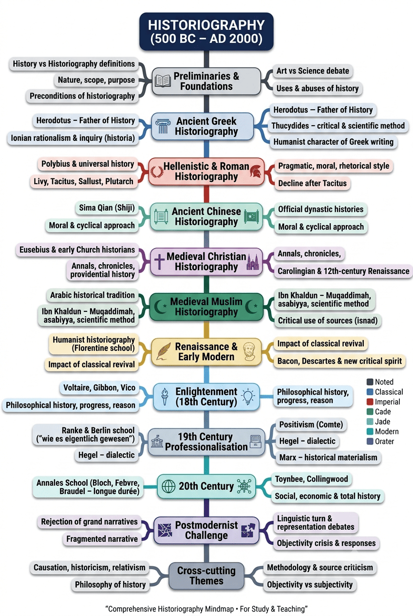 Historiography Mind Map — Every Theme, Connected